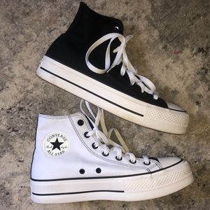 BLACK AND WHITE SPLIT CONVERSE PLATFORMS